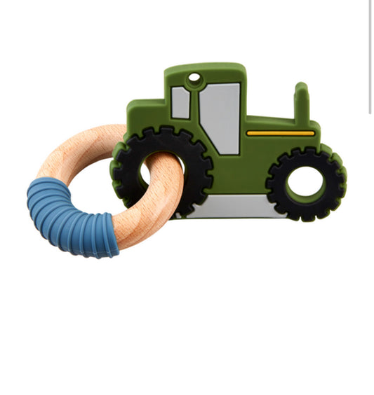 Green Tractor Silicone Teether