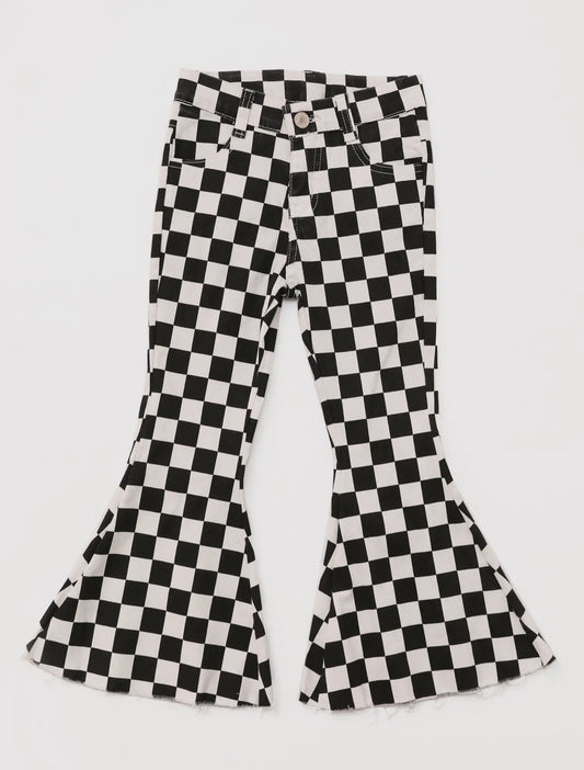 Checkered Flare Jeans