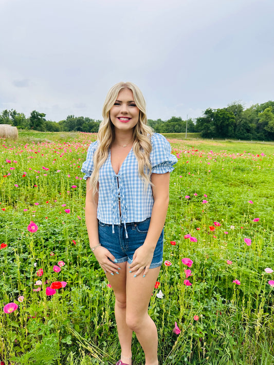 Plaid Bow Tie Blouse